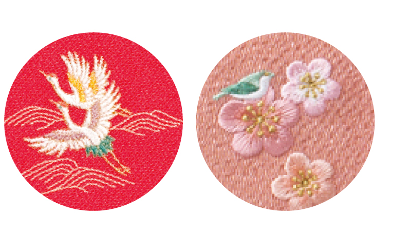 花や鶴の刺繍のふくさ